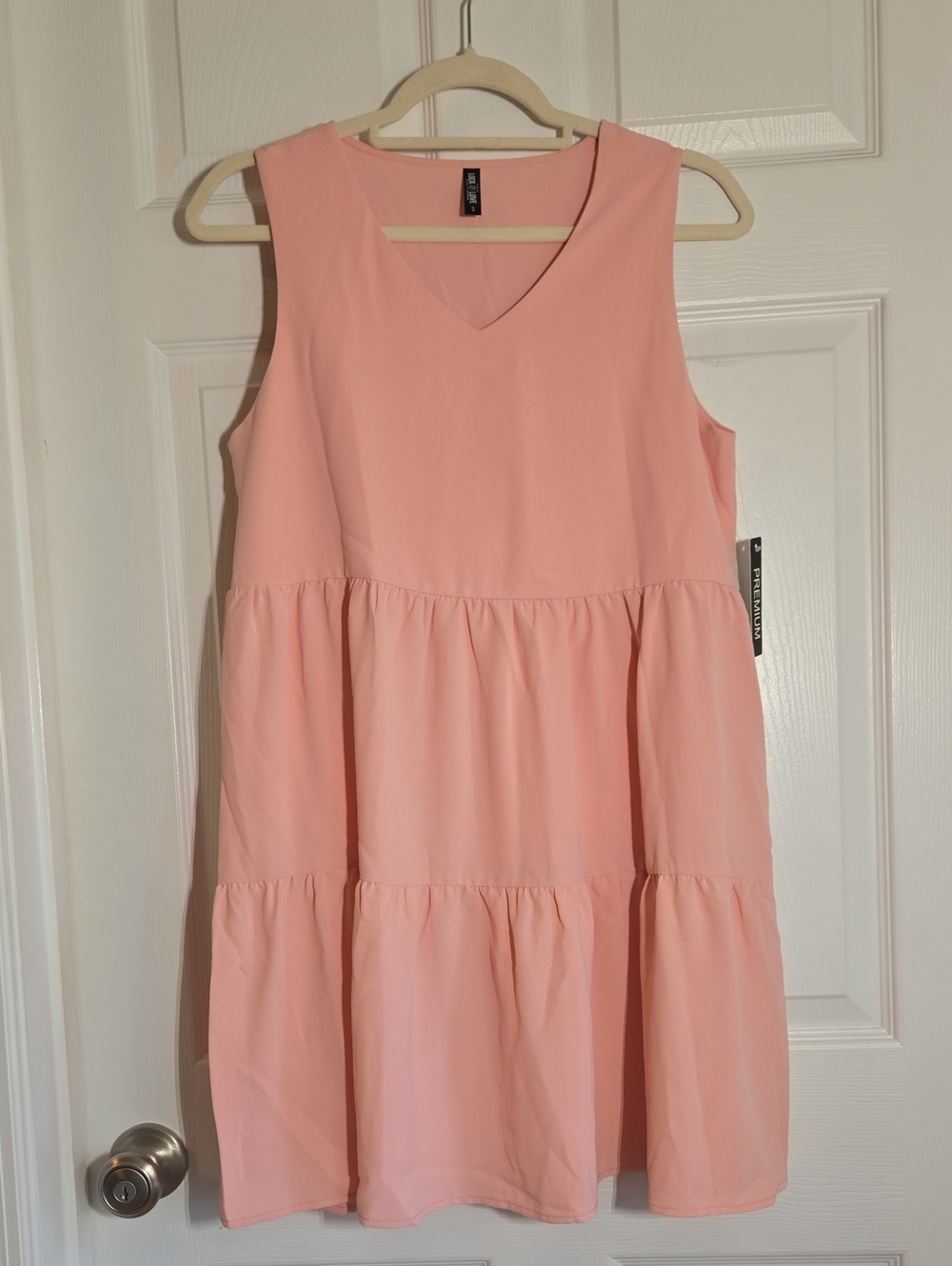 Lock & Love Light Peach Pink Sleeveless Tiered Casual Dress Size Small New